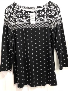 womens Charter Club size L 3/4 sleeve supima cotton top - Picture 1 of 10