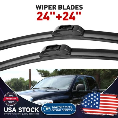 For Dodge Ram 1500 2002-08 Front Wiper Blades Set of 2 Replacement 24"+24" NEW - Изображение 1 из 4