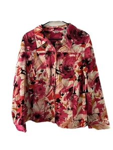 Laura Ashley 1x White Jean Jacket Floral Design Floral Colorful - Picture 1 of 8
