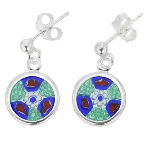 Pendientes Millefiori de vidrio GlassOfVenice Murano con marco plateado - Imagen 1 de 5