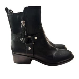 Marc Fisher Arnés Cremallera Lateral Botas Cuero Negro NUEVO TALLA 8 1/2 - Imagen 1 de 9