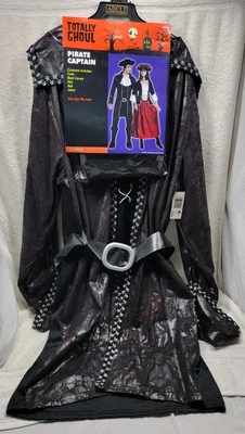 DISFRAZ DE CAPITÁN PIRATA Nuevo Para Hombre Negro Se Adapta a la mayoría Sombrero Cinturón Abrigo Bota Halloween  Foto 1 de 4