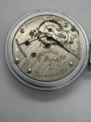 Reloj Bolsillo Hamilton 1905 Años 18 940 Antiguo 21 Joyas Ferrocarril 21J Ajustado Funciona Foto 1 de 4