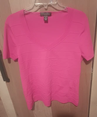 Suéter Top Tejido Elástico Cable & Gauge Mujer Manga Corta Rosa Talla XL Foto 1 de 4