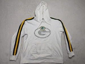 Green Bay Packers Womens L White Hoodie Long Sleeve NFL Stripe Kangaroo Pocket - Picture 1 of 14