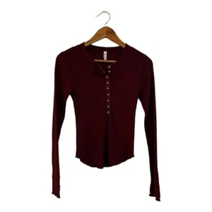 Intimately Free People Snap Thermal Long Sleeve Small Petite Burgundy - Picture 1 of 4