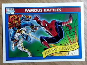 1990 Marvel Universe Card 112 SPIDER-MAN VS HOBGOBLIN. Free New Top Loader. - Picture 1 of 3