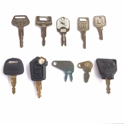 10 PC Heavy Equipment Key Set  Case CAT JD Komatsu Hitachi Takeuchi OEM Quality - Image 1 of 4