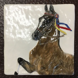 Saddlebred Trotting 3-Gait Show horse Handmade Ceramic tile Sondra Alexander Art - Picture 1 of 4