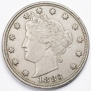 1883 No Cents Liberty V Nickel Extremely Fine (XF) - Picture 1 of 4