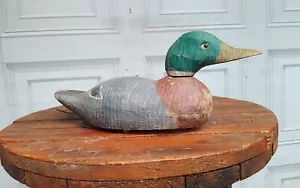 More details for american  folkart wooden decoy duck , glass eyes .