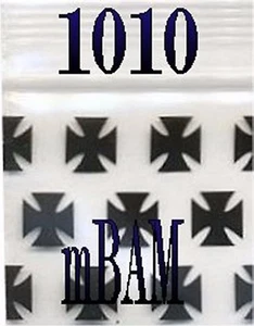 100 PACK BLACK CHOPPER CROSSES 1010 Apple Zip Baggies 1.0x1.0" MINI BAGS - Picture 1 of 12