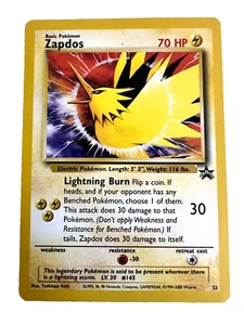 Tarjeta Pokémon 1999 vintage, Pokémon básico #23 Zapdos, promoción Black Star 70 HP - Imagen 1 de 4