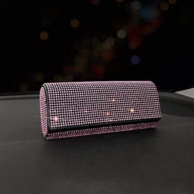 Car Glasses Case Bling Diamond Rhinestones Auto Sunglasses Box Glasses Holder - Image 1 of 4