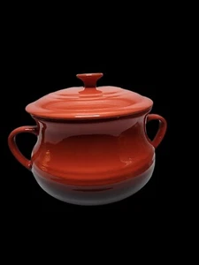 Roscher & Co Stoneware Bean Or Soup Pot Baker Firey Red Double Handle 3.8L - Bild 1 von 5