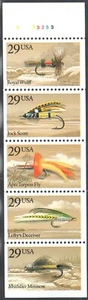 SC#2549a - 29c Fishing Flies Booklet Pane of 5 MNH P#33233 CV $15 Never Folded - Picture 1 of 1