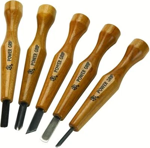 Mikisyo 800053 5pcs Power Grip Wood Carving Tool Kit U V Gouge Chisel Set F/S FS - Picture 1 of 1