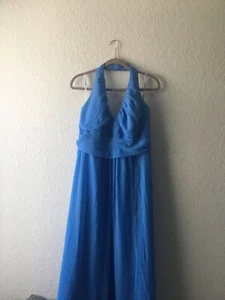 David's bridal Sz:18 Bridesmaid dress Cornflower light blue halter RN 90059 - Picture 1 of 9
