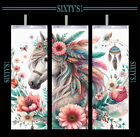 BOHO Horse - Floral - Feathers - 003 - 20oz. Stainless Steel Tumbler