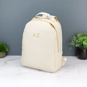 Bestickter Damen Rucksack Vegan Leder Reisetasche Farbwahl Name - Bild 1 von 30