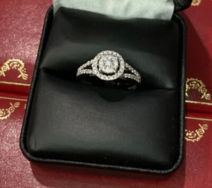 Anillo WoW Oro Blanco 14k 3/4 Ct Diamante SI Halo Racimo Boda Pavé 585 7 - Imagen 1 de 16