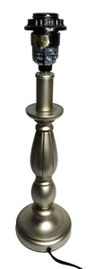 Table Lamp Silver Fluted Resin 16" Tall Without Shade FOR 60W CFL 15W Bulbs - Picture 1 of 11