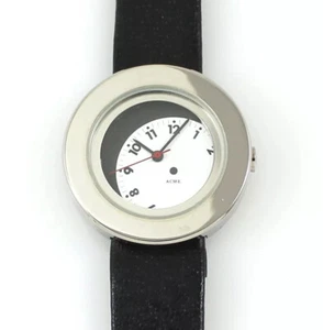 Reloj de pulsera vintage ""disco deslizante"" ACME Studio con correa de cuero de FREDI BRODMANN - Imagen 1 de 5