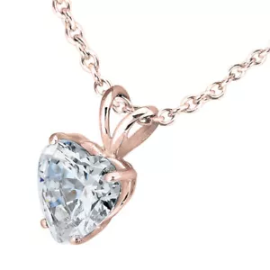 Collar de oro rosa diamante natural corte corazón corte corazón SI1/D certificado IGI 1,00 quilates - Imagen 1 de 5