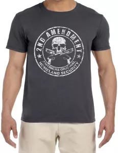 Pro 2nd Amendment T-shirt Mens Clothing Apparel Skull Shirt Mens Graphic Tees - Picture 1 of 3