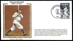1983 Babe Ruth FDC National Baseball HOF Colorano "Silk" Cachet-w/Description - Picture 1 of 2