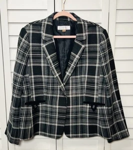 Tahari ASL Plaid Single Button Professional Career Blazer Women’s Size 18 - Imagen 1 de 9