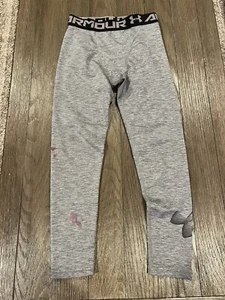 Boys Under Armour Running Compression Pants Tights Gray M Cold Gear - Picture 1 of 1