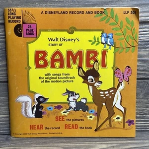 Vintage Walt Disney Productions 1966 Story Of Bambi Book 33 1/3 Record - Picture 1 of 5