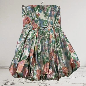 Zara Bubble Dress Women’s Small Metallic Floral Strapless Summer Party Event - Picture 1 of 22