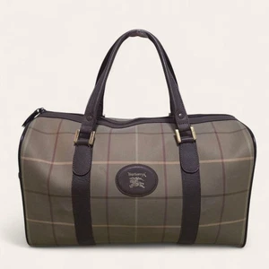 Burberry Nova Check Boston Bag Leather Brown - Picture 1 of 10