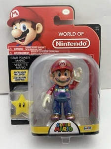 JAKKS World of Nintendo Star Power Mario 4”Collectible Figure BRAND NEW - Picture 1 of 4