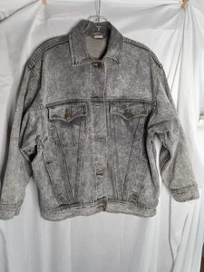 Giacca denim vintage stonewashed acid washed nera taglia large 100% cotone  - Foto 1 di 17