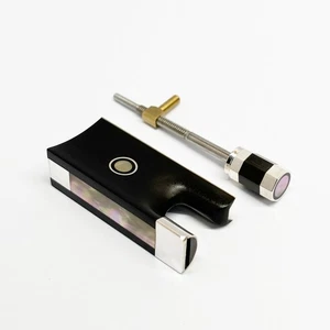 4/4 Violin Frog Silver Parts Ebony Frog Screw Button Bow Abalone Parisan Eyes - Picture 1 of 5