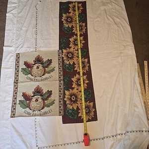 Fall Sunflowers Table Runner 52" 2 Turkey Placemats Thanksgiving - Picture 1 of 3
