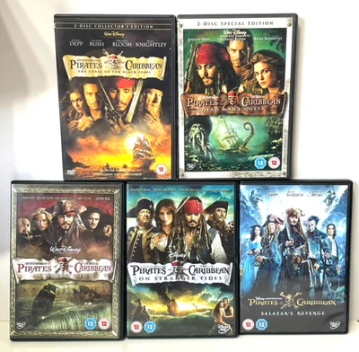 Pirates Of The Caribbean DVD Box Set Complete 5 Film Series with Johnny Depp - Image 1 of 3