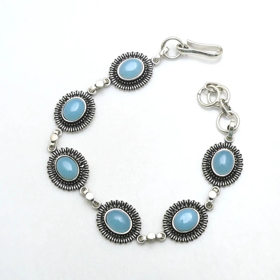 Pulsera de piedras preciosas de calcedonia hecha a mano joyería 23 gms regalo para mujer AB 22139 Foto 1 de 1