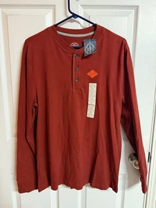 St. John’s Bay Legacy Henley Shirt M rostrot langarm super weich Baumwolle Neu mit Etikett - Bild 1 von 7