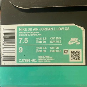 Nike SB Air Jordan 1 Low QS BOX ONLY size 9 Two Box Splits At Corners See Photos - Picture 1 of 7