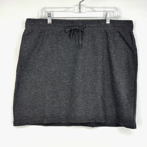 J. Jill Womens Large Short Skirt Dark Gray Heather Fleece Drawstring Waist - Picture 1 of 6