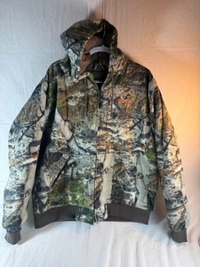 MOSSY OAK HOODED INSULATED HUNTING JACKET BROWN GREEN CAMO MENS XL 1F - Picture 1 of 18