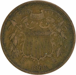 1866 Two Cent Piece VF Uncertified #234 - Picture 1 of 2