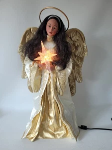 Rare Vtg 25" Dark Brown Hair Angel Animated Lighted Christmas Holiday Time 1999 - Bild 1 von 20