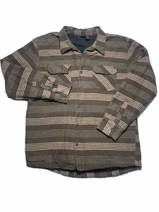 Rusty Fleece Lined Shirt Shacket Men's Brown Striped Pockets Button Down Sz 2XL - Picture 1 of 12