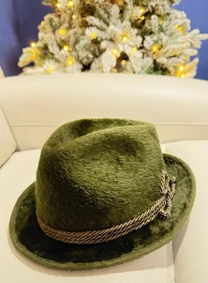 L.W. Black London Melousine Fur Felt Tyrolean Alpine Hat Green Size 58 Rope Band - Image 1 of 4