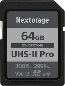Nextorage NXF2 PRO 64GB UHS II V90 SD Card High Speed for 4K 8K Video SD Card - Picture 1 of 3